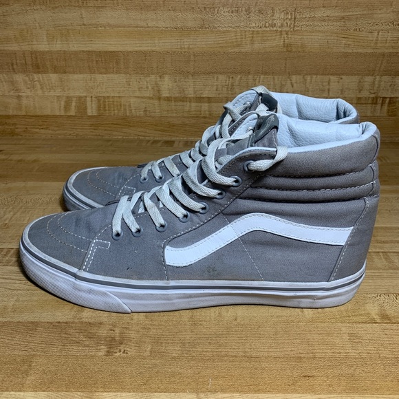 Vans SK8 Hi Canvas High Tops Gray/White Size 11 - Picture 2 of 7